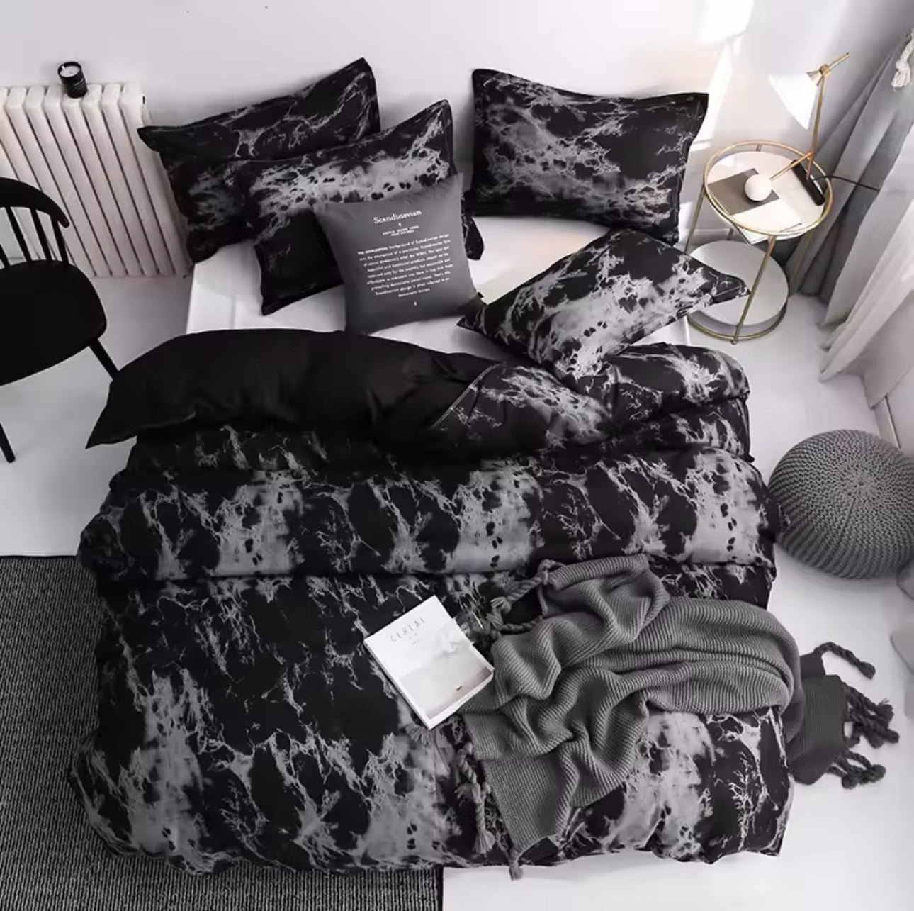 Marble pattern duvet set